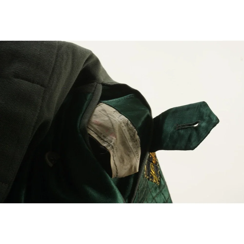Vintage Naval Sailor‎ Military Coat Green Twill Wool Men's 38R Custom Union Made